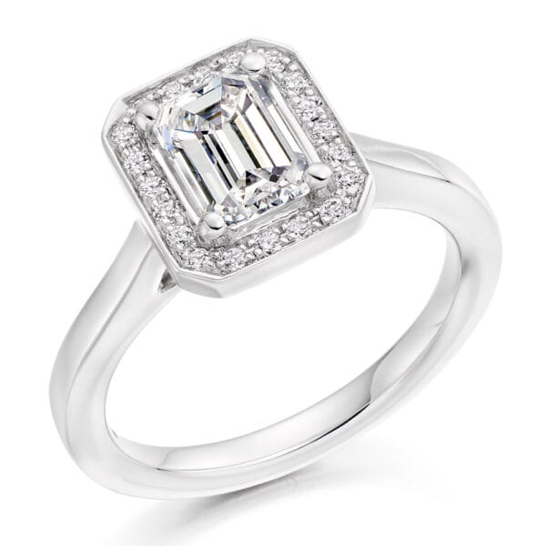 Emerald Cut Halo 1ct Diamond Engagement Ring