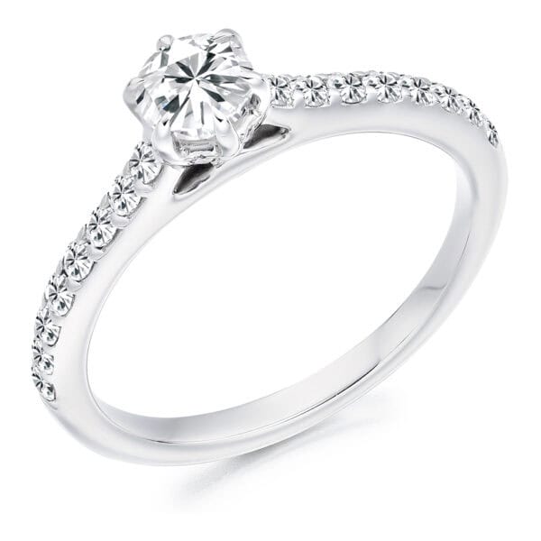 Round Brilliant Solitaire 0.33ct Diamond Engagement Ring with Diamond Set Shoulders