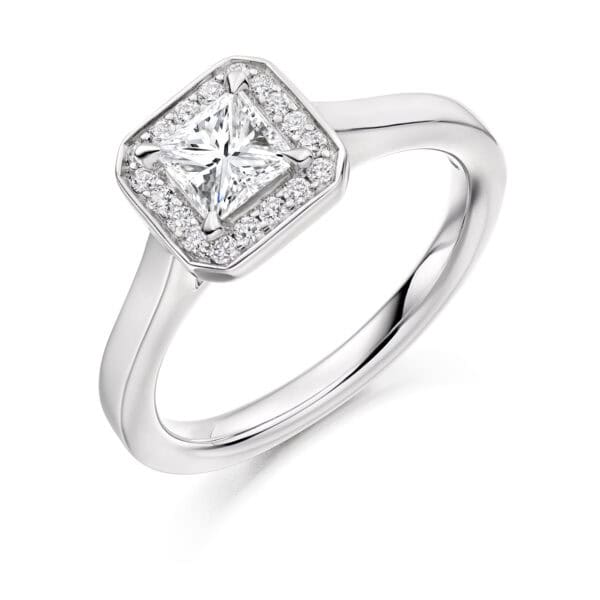 Princess Cut Halo 0.5ct Diamond Engagement Ring