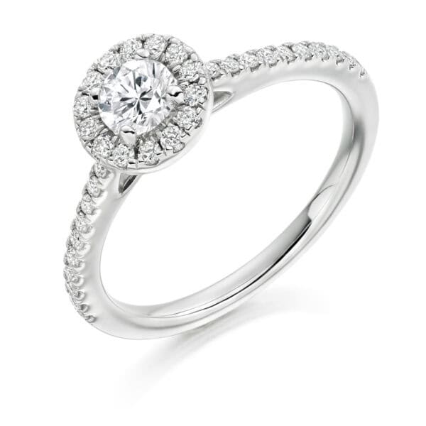 Round Brilliant Halo 0.33ct Diamond Engagement Ring with Diamond Set Shoulders