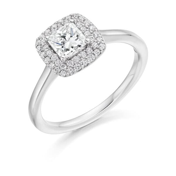 Princess Cut Halo 0.5ct Diamond Engagement Ring