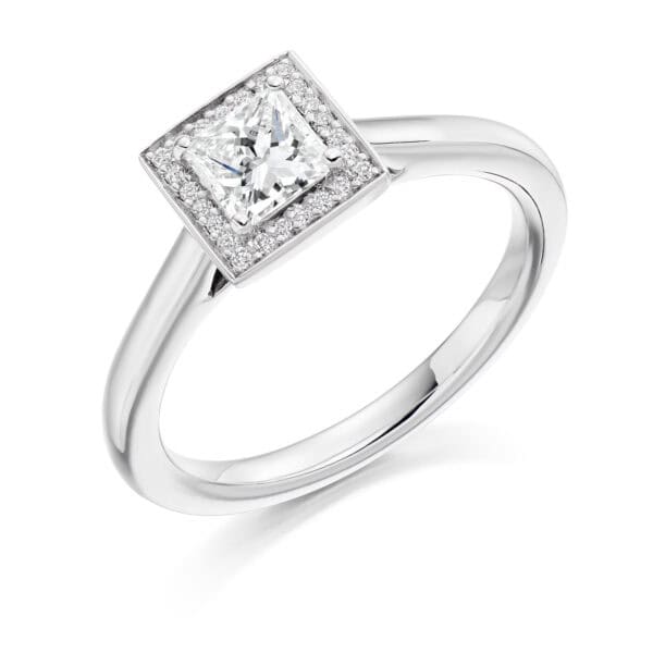 Princess Cut Halo 0.5ct Diamond Engagement Ring