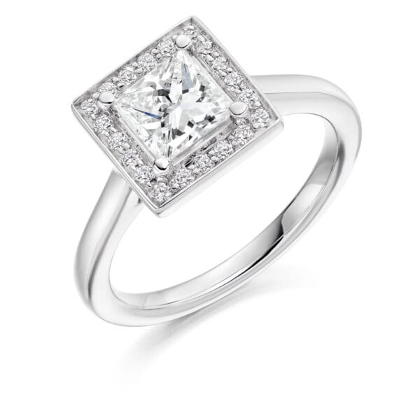 Princess Cut Halo 0.75ct Diamond Engagement Ring