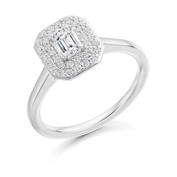 Emerald Cut Halo 0.33ct Diamond Engagement Ring