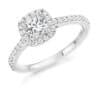 Cushion Cut Halo 0.5ct Diamond Engagement Ring with Diamond Set Shoulders