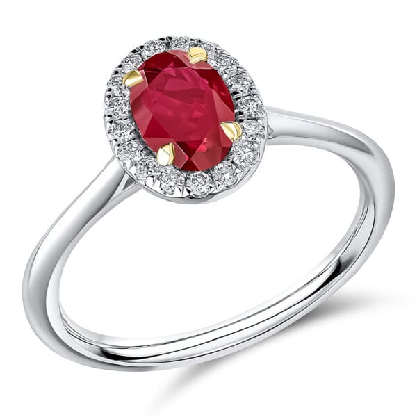 Ruby Oval Cut Cluster 1ct Engagement Ring
