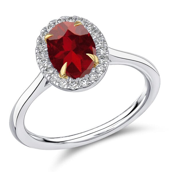 Garnet Checkerboard Oval Cut Cluster 1.7ct Engagement Ring