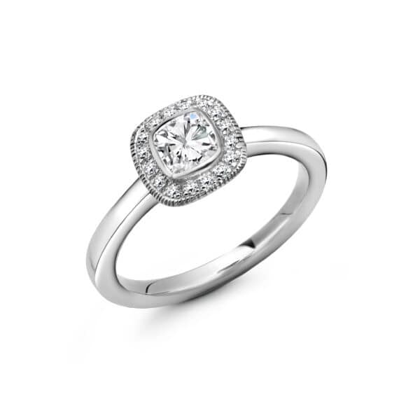 Cushion Cut Halo 0.25ct Diamond Engagement Ring