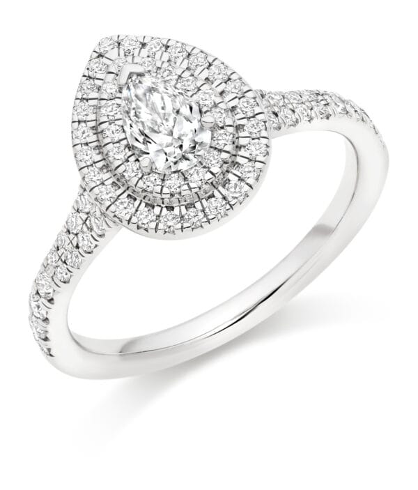 Pear Cut Halo 0.33ct Diamond Engagement Ring with Diamond Set Shoulders