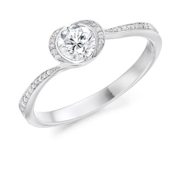 Round Brilliant Halo 0.33ct Diamond Engagement Ring with Diamond Set Shoulders