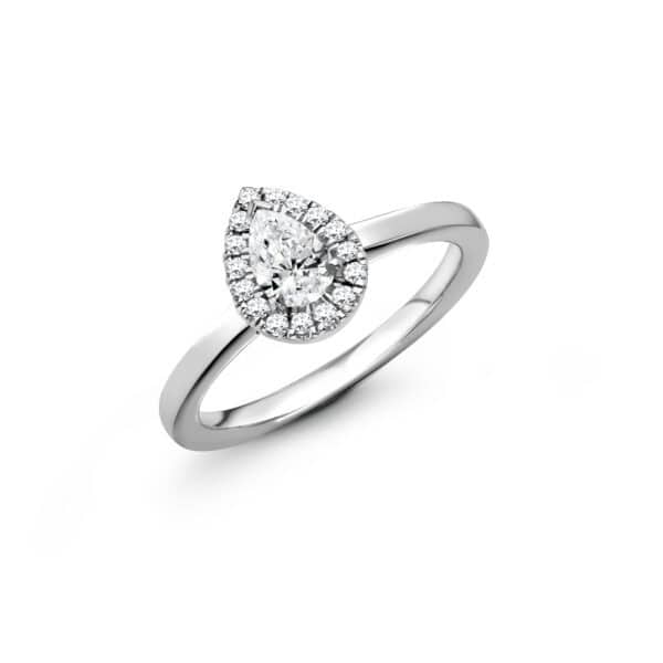 Pear Cut Halo 0.33ct Diamond Engagement Ring