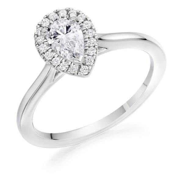 Pear Cut Halo 0.5ct Diamond Engagement Ring