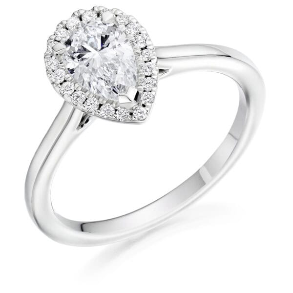 Pear Cut Halo 0.75ct Diamond Engagement Ring