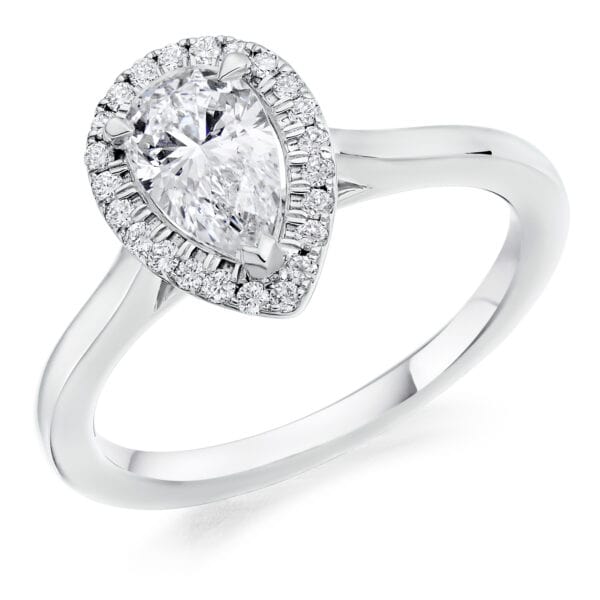 Pear Cut Halo 1ct Diamond Engagement Ring
