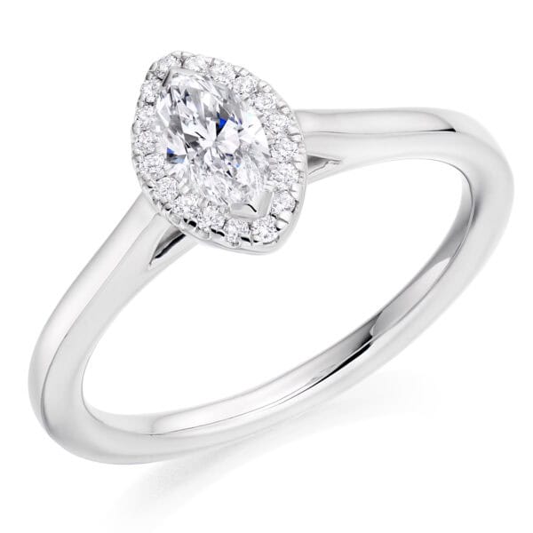 Marquise Cut Halo 0.25ct Diamond Engagement Ring