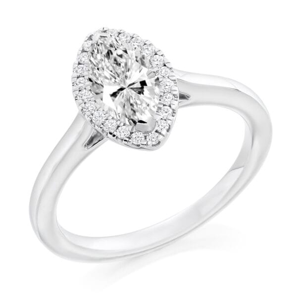 Marquise Cut Halo 0.75ct Diamond Engagement Ring