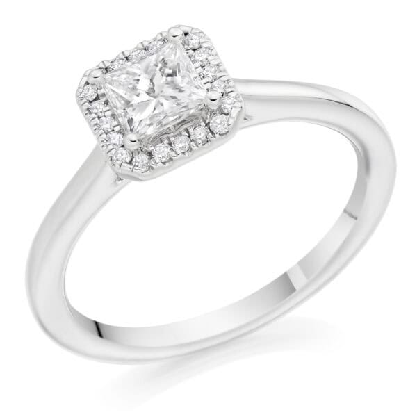 Princess Cut Halo 0.5ct Diamond Engagement Ring