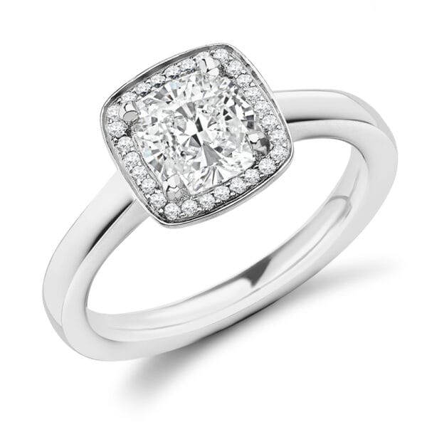Cushion Cut Halo 1ct Diamond Engagement Ring