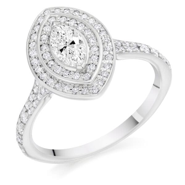 Marquise Cut Halo 0.33ct Diamond Engagement Ring with Diamond Set Shoulders