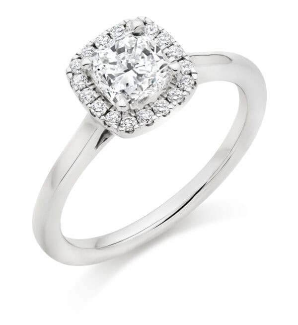 Cushion Cut Halo 1ct Diamond Engagement Ring