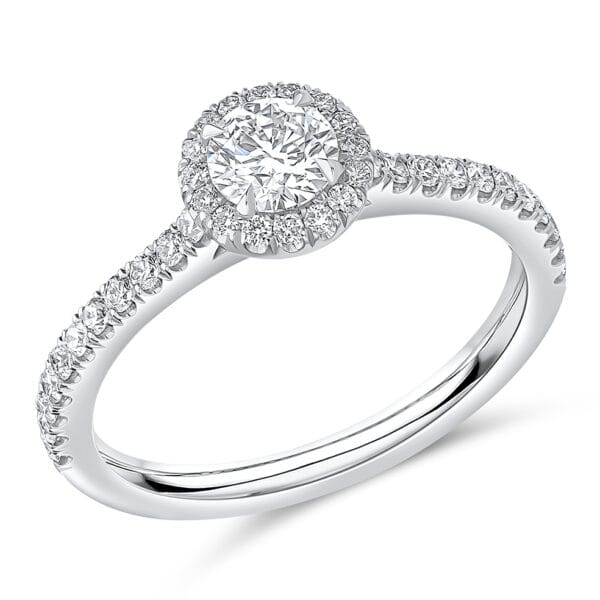 Round Brilliant Oyster Deluxe 0.4ct Diamond Engagement Ring with Diamond Set Shoulders