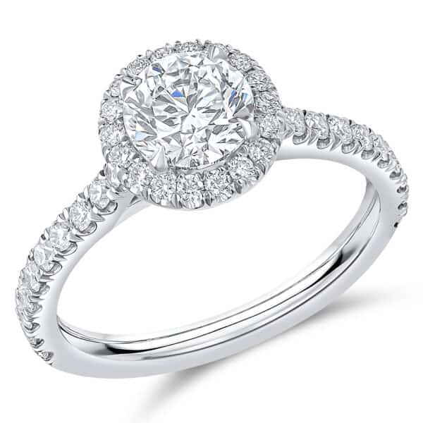 Round Brilliant Oyster Deluxe 1ct Diamond Engagement Ring with Diamond Set Shoulders