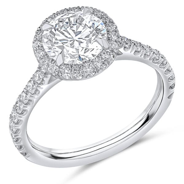 Round Brilliant Oyster Deluxe 1.5ct Diamond Engagement Ring with Diamond Set Shoulders