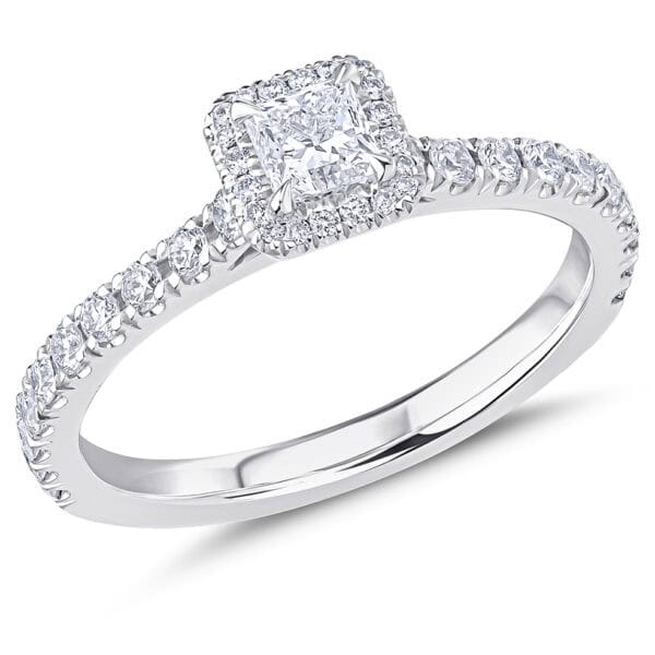 Princess Cut Oyster Deluxe 0.33ct Diamond Engagement Ring with Diamond Set Shoulders