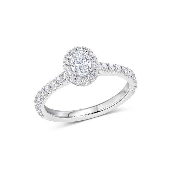 Oval Cut Oyster Deluxe 0.33ct Diamond Engagement Ring with Diamond Set Shoulders
