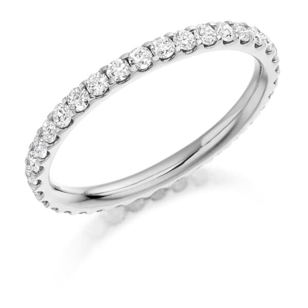 Round Brilliant Diamond Eternity Style Ring, Micro-Claw Set with 100% Diamond Coverage, 1.9mm 0.75 Carat Total Diamond Weight