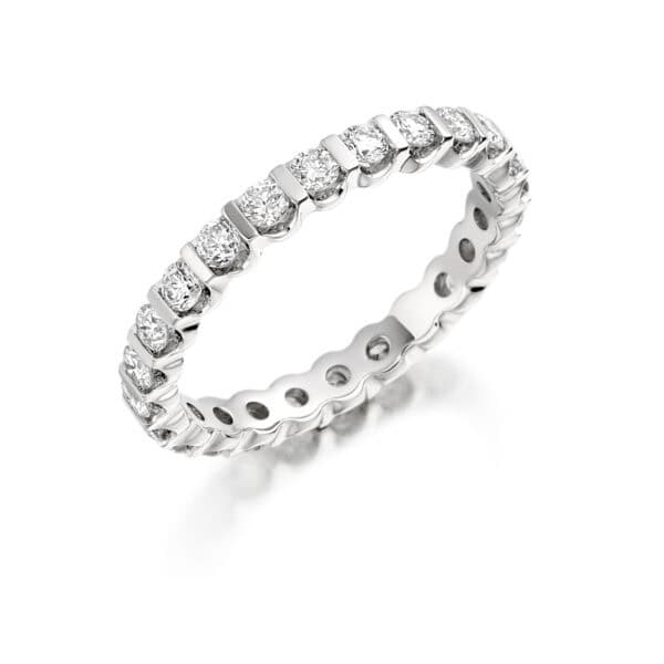 Round Brilliant Diamond Eternity Style Ring, Bar Set with 100% Diamond Coverage, 2.9mm 1 Carat Total Diamond Weight