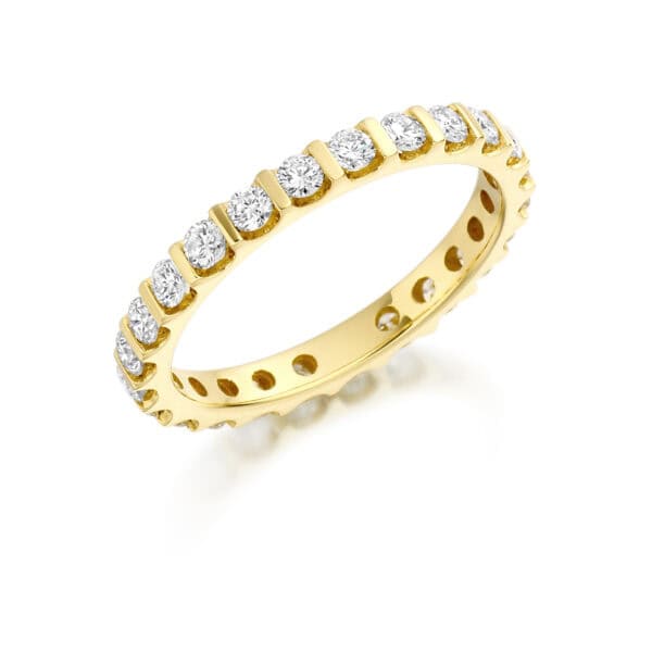 Bar Set, Round Brilliant Diamond Eternity Ring with 100% Diamond Coverage, 2.5 mm Width