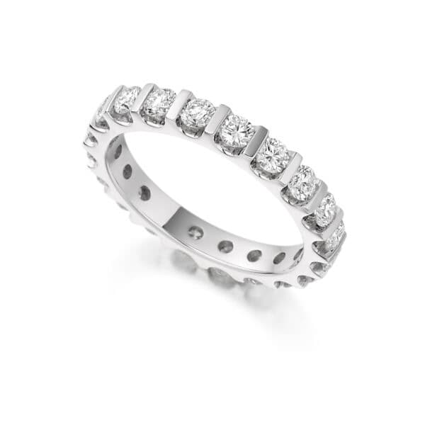 Round Brilliant Diamond Eternity Style Ring, Bar Set with 100% Diamond Coverage, 3.1mm 1.5 Carat Total Diamond Weight