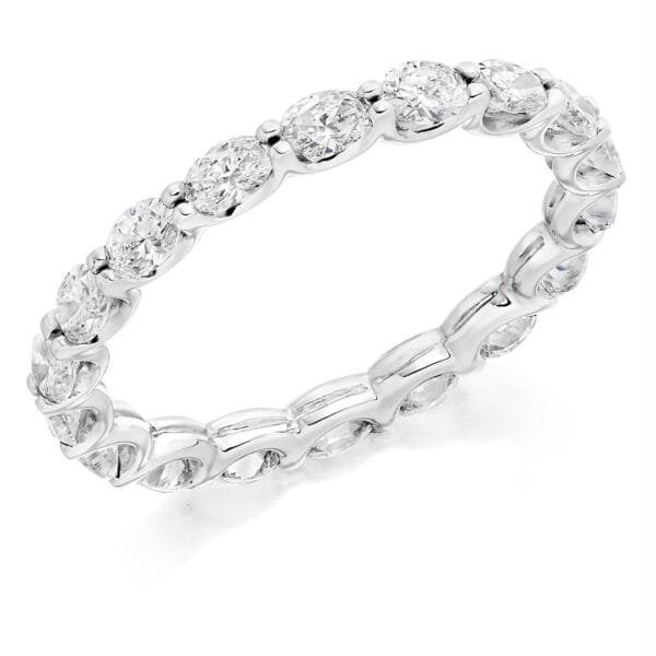 Oval Cut Diamond Eternity Style Ring, Claw Set with 100% Diamond Coverage, 2.25mm 1.3 Carat Total Diamond Weight