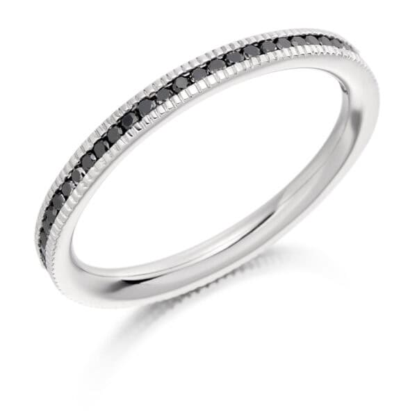 Black and White Diamond Eternity Ring with Round Brilliant Diamonds in a Grain Setting