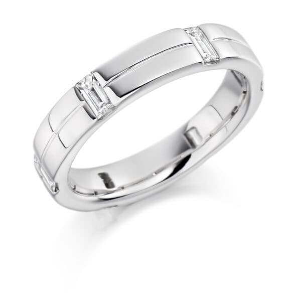 Baguette Cut Diamond Eternity Style Ring, Flush or Tension Set with 100% Diamond Coverage, 4.2mm 0.4 Carat Total Diamond Weight