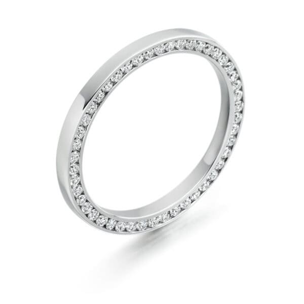 Round Brilliant Diamond Eternity Style Ring, Side Diamond Channel Set with 100% Diamond Coverage, 2.1mm 0.4 Carat Total Diamond Weight