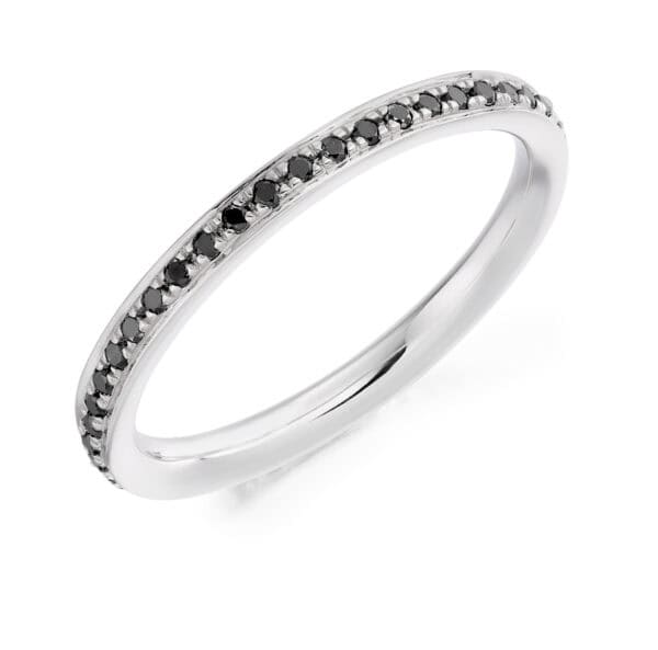 Black Diamond Round Brilliant Grain Set Full Eternity Ring with 100% Diamond Coverage