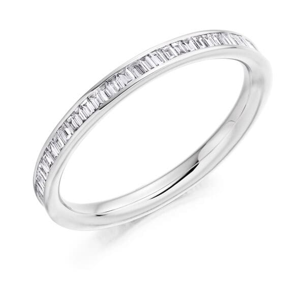 Baguette Cut Diamond Eternity Style Ring, Channel Set with 100% Diamond Coverage, 2.2mm 0.6 Carat Total Diamond Weight