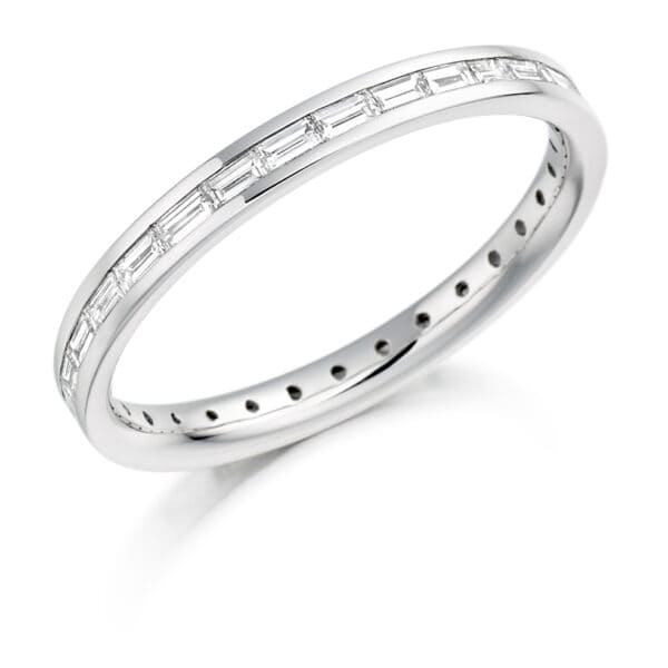 Baguette Cut Diamond Eternity Style Ring, Channel Set with 100% Diamond Coverage, 2.4mm 0.6 Carat Total Diamond Weight