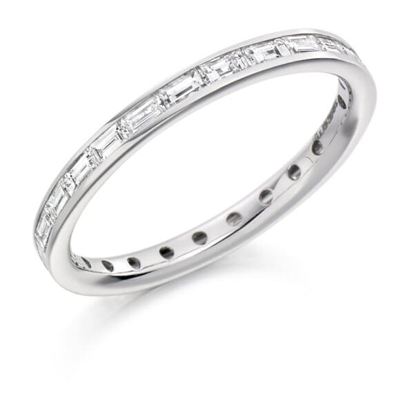 Baguette Cut Diamond Eternity Style Ring, Channel Set with 100% Diamond Coverage, 2.3mm 0.75 Carat Total Diamond Weight