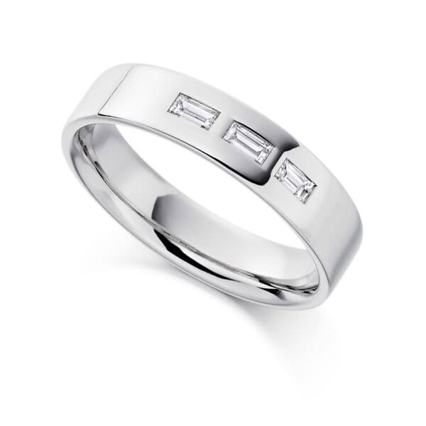 Baguette Cut Diamond  Channel Set Half Eternity Ring with 50% Coverage