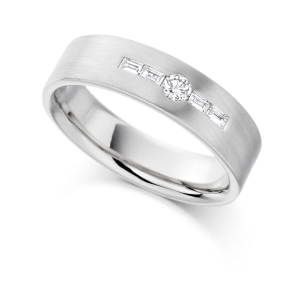 Baguette Cut Diamond  Channel Set Half Eternity Ring with 50% Coverage