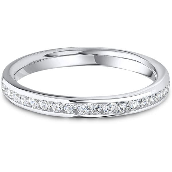 Channel Set, Round Brilliant Diamond Eternity Ring with 40% Diamond Coverage, 2.4 mm Width