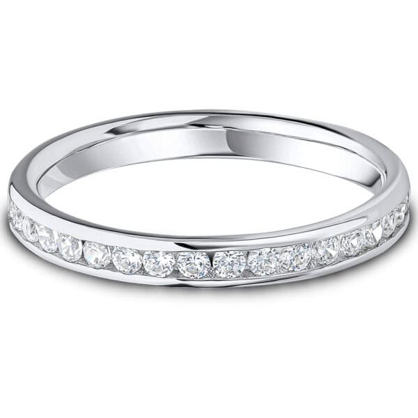 Channel Set, Round Brilliant Diamond Eternity Ring with 100% Diamond Coverage, 2.7 mm Width