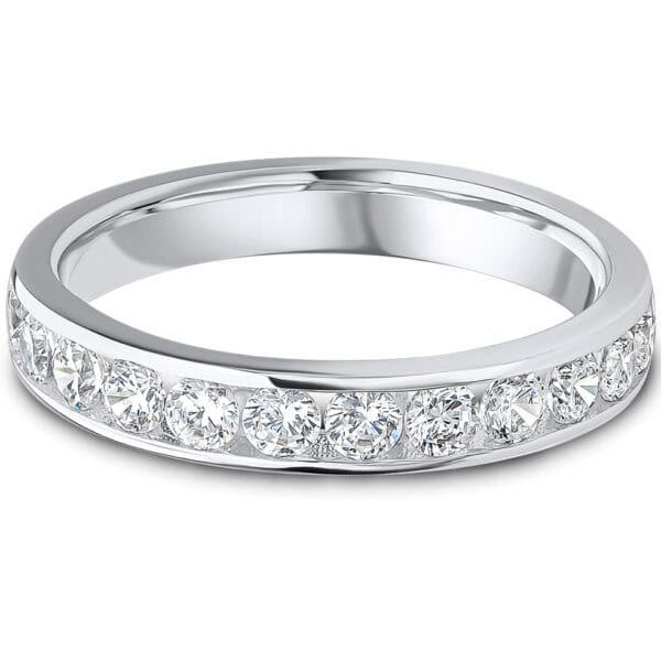 Channel Set, Round Brilliant Diamond Eternity Ring with 30% Diamond Coverage, 3.7 mm Width
