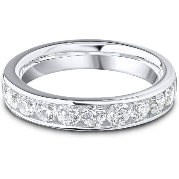 Channel Set, Round Brilliant Diamond Eternity Ring with 100% Diamond Coverage, 4 mm Width