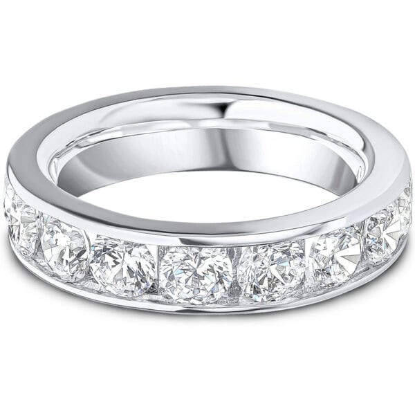 Channel Set, Round Brilliant Diamond Eternity Ring with 100% Diamond Coverage, 5 mm Width