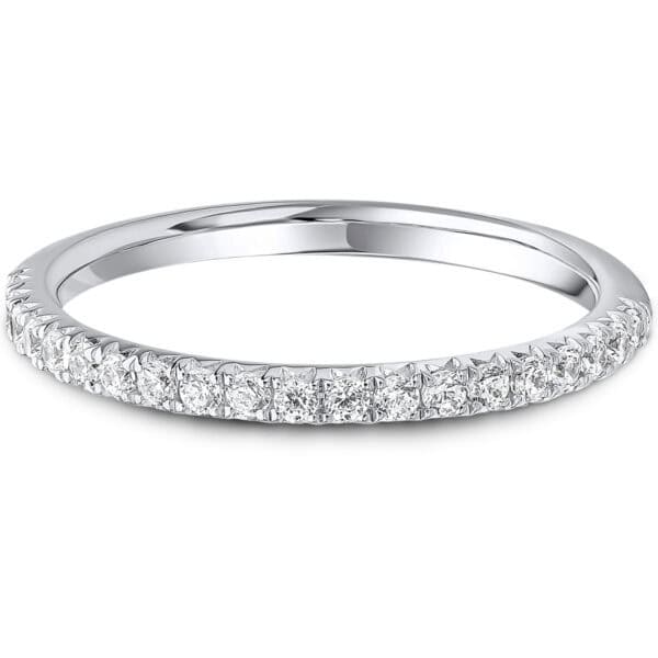French Pavé, Round Brilliant Diamond Eternity Ring with 75% Diamond Coverage, 1.9 mm Width