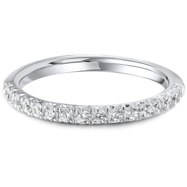 French Pavé, Round Brilliant Diamond Eternity Ring with 60% Diamond Coverage, 2.1 mm Width